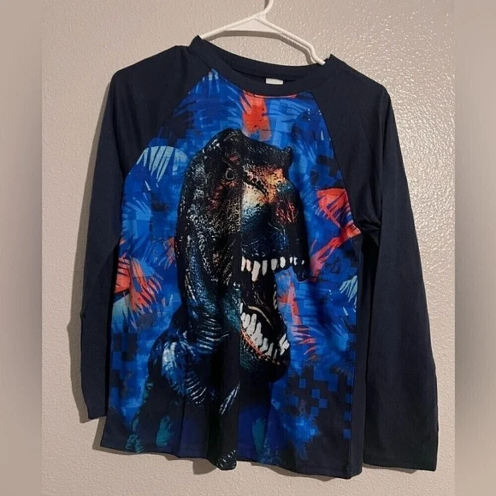 Boys Dino Shark Pajamas Size 14 (XL/TG).